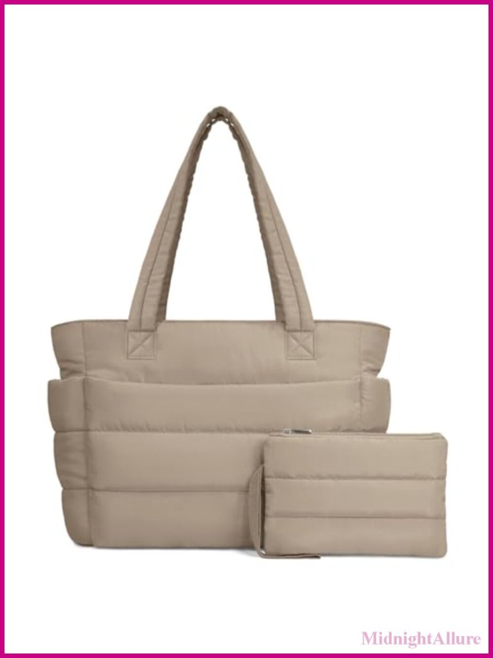 Quilted Puffer Tote Bag Lightweight Shoulder Bag Work Travel Gym